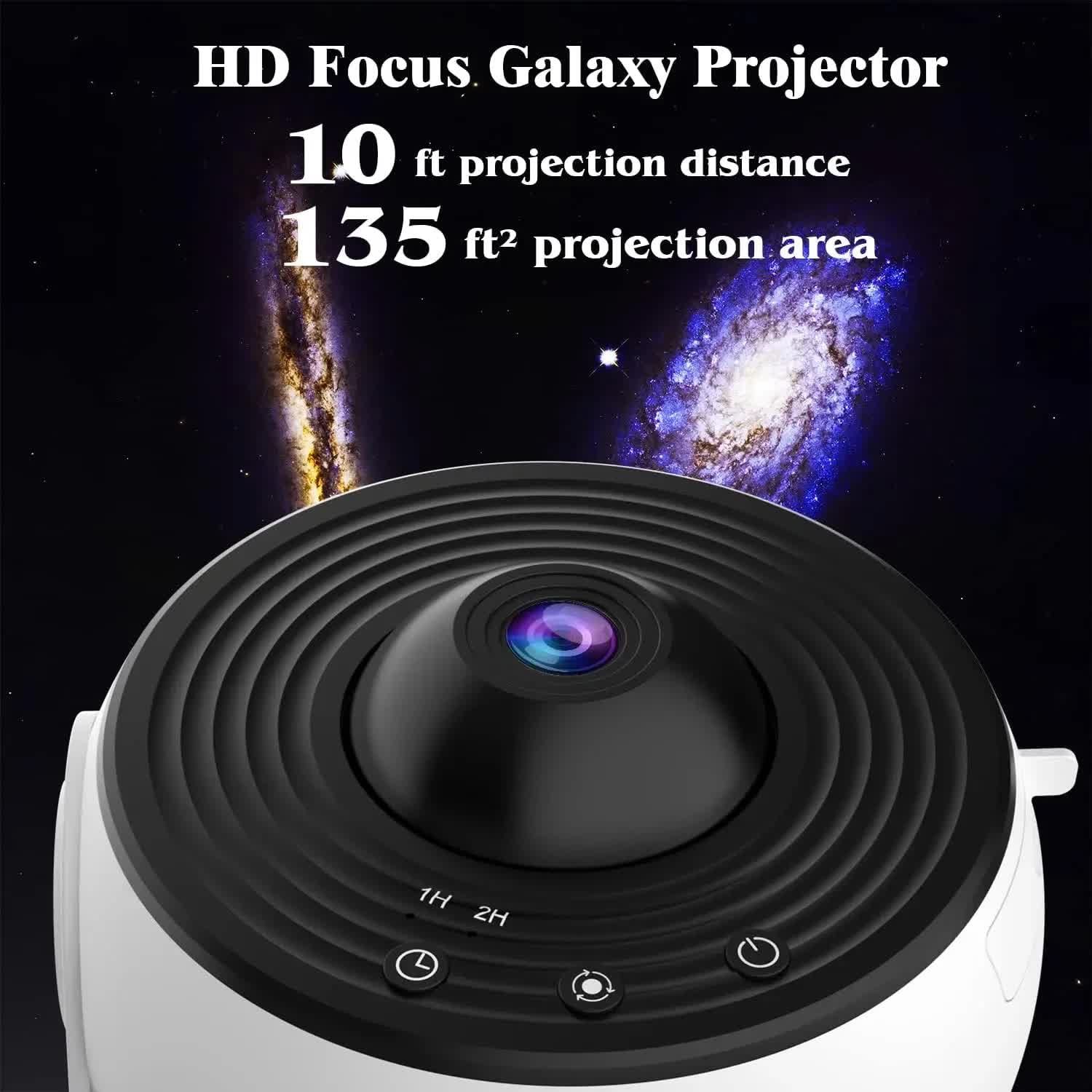 High-Definition Focusable Starry Galaxy Projector Lamp - Creative Bedroom Mood Light with 13 Film Slides (Black & White)