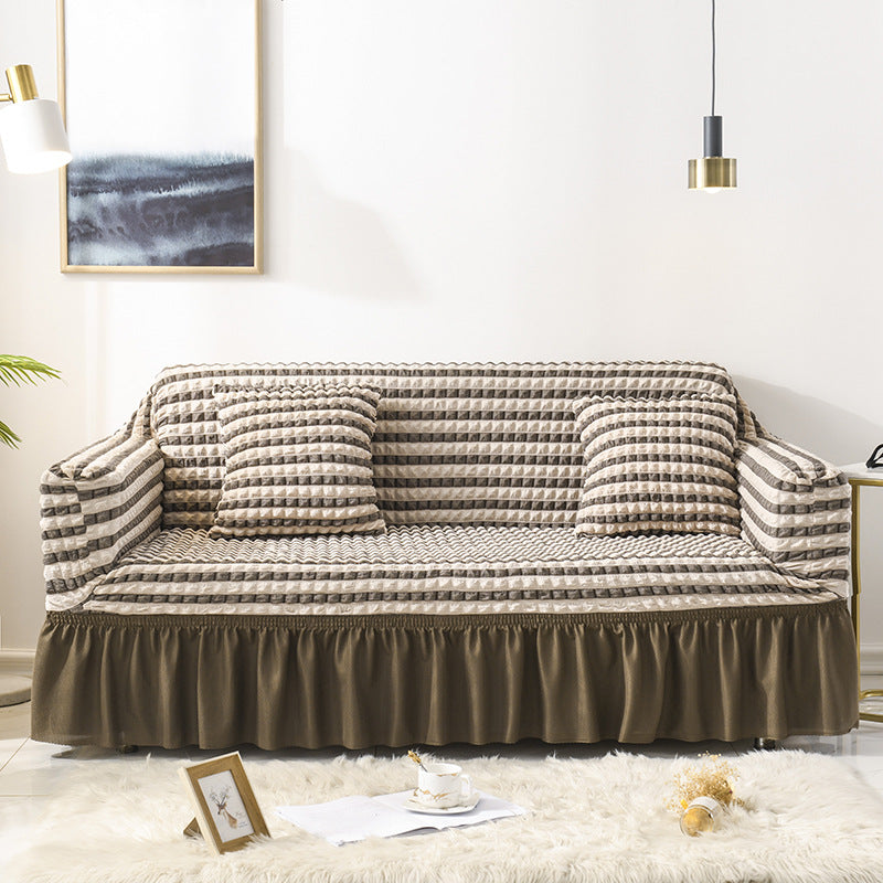 Elastic sofa cover-two-color coffee (145-185cm)