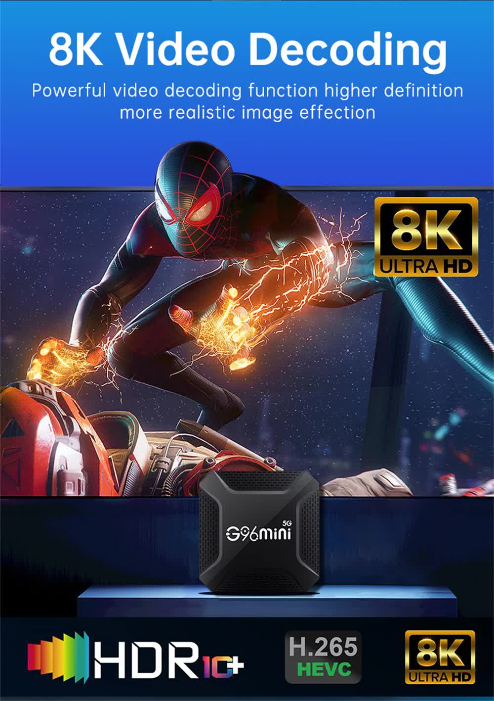 G96mini 5G Android TV Box - RK3228 Processor, 8K HD, Android 13.0, WiFi 5, Smart TV Box1G+8G