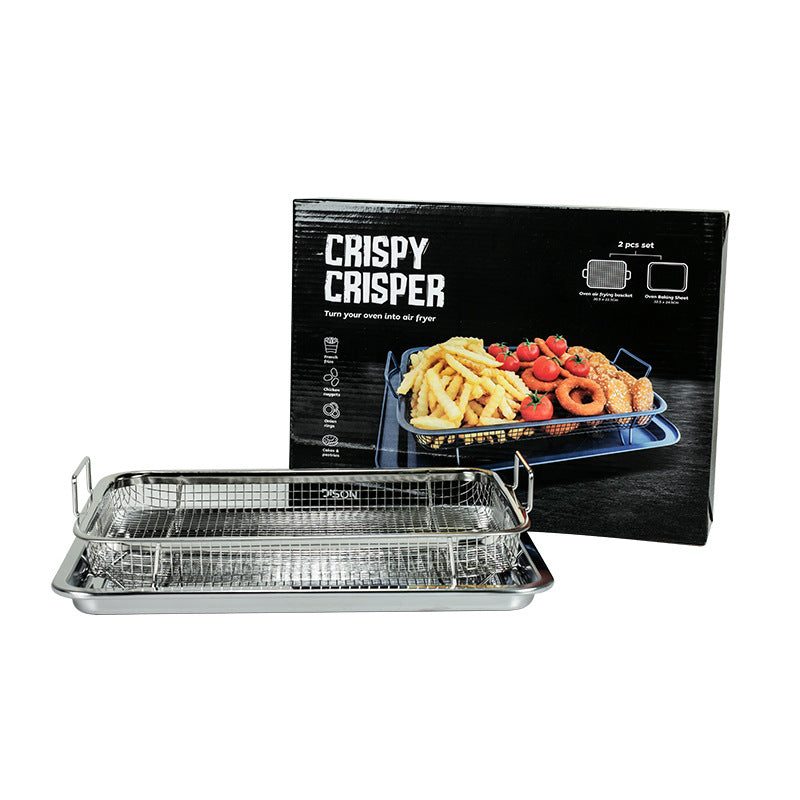 BBQ Square Non-Stick Stainless Steel Grill Basket - Silver Color, Small Size 30*22*5.5 cm, Ideal for Grilling Meat and Vegetables