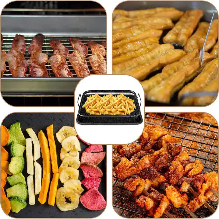 BBQ Square Non-Stick Stainless Steel Grill Basket - Gold Color, Small Size 30*22*5.5 cm, Ideal for Grilling Meat and Vegetables