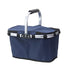 Dark Blue Portable Picnic Basket - Foldable Insulated Outdoor Shopping Basket, Meal Delivery & Takeout Carrier