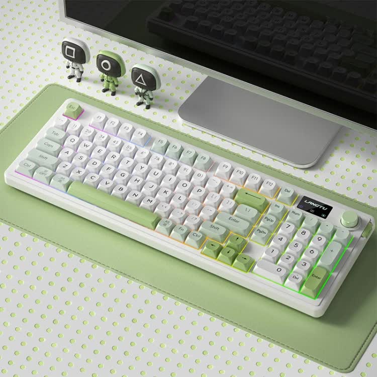 Green L98 High-Performance Triple Mode Keyboard - Wired, Wireless & Bluetooth RGB Gaming & Office Quiet Keyboard