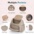 Brown Travel Backpack with Diaper Changing Mat - Small Size, Insulated Pocket,Perfect for Moms on the Go