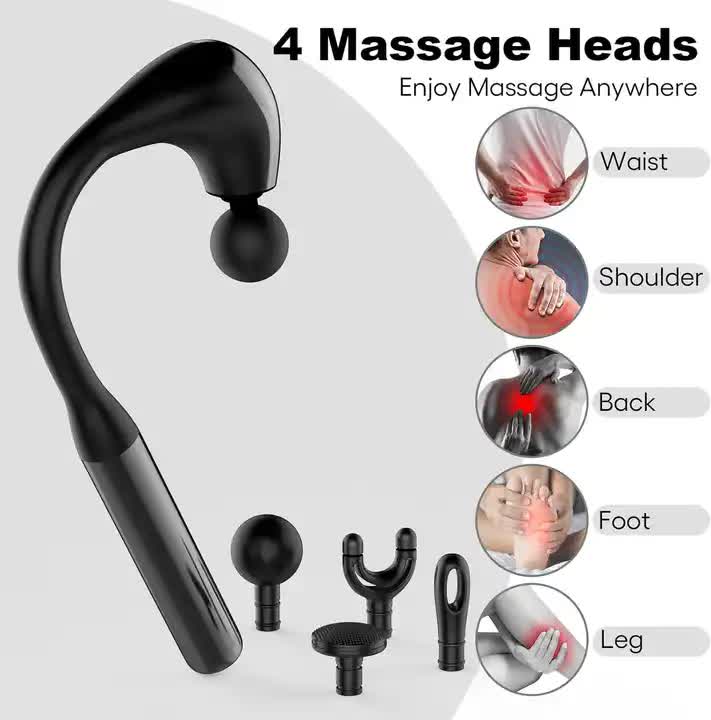 Electric Deep Tissue Massage Gun  Handheld Back and Muscle Relaxation Massager with Adjustable Speed and Attachments