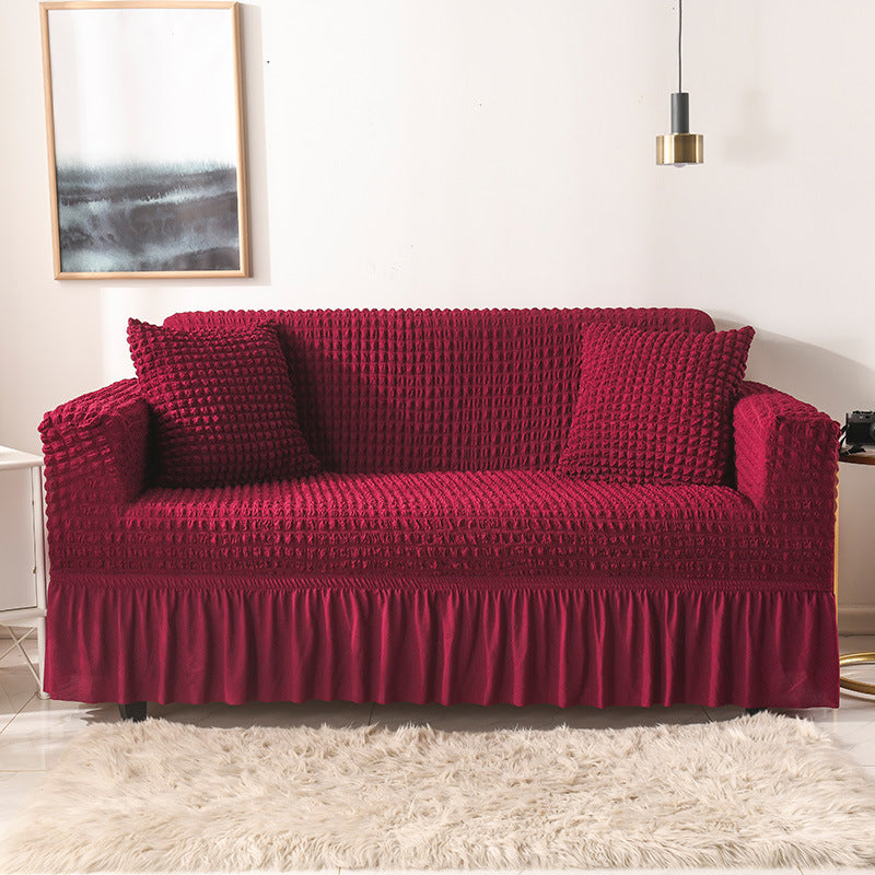 Elastic sofa cover wine red (235-300cm)