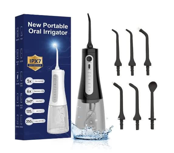 Black Portable Rechargeable Water Flosser â€“ Handheld Oral Irrigator for Teeth & Gums