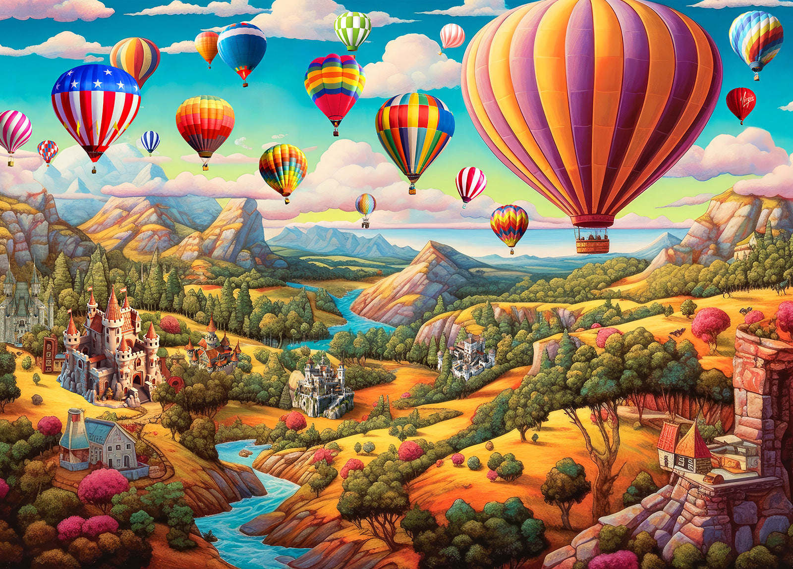 1000 Piece Hot Air Balloon Adventure Jigsaw Puzzle for Adults - Difficult Paper Puzzle for Adults with Beautiful Scenery, Stress Relief and Cognitive Enhancement