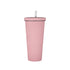 750ml Pink Straw Cup - 304 Stainless Steel Reusable BPA-Free Water Bottle with Leak-Proof Lid, Large Capacity, Perfect for Hydration On-the-Go