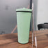 750ml Green Straw Cup - 304 Stainless Steel Reusable BPA-Free Water Bottle with Leak-Proof Lid, Large Capacity, Perfect for Hydration On-the-Go