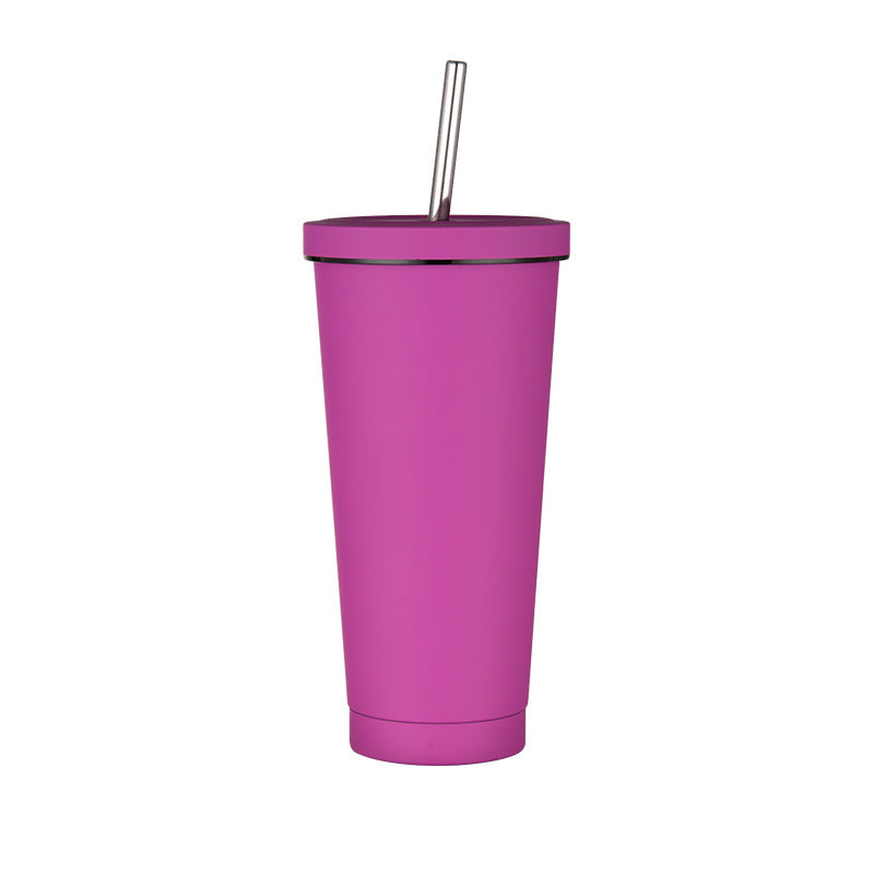 750ml Rose Red Straw Cup - 304 Stainless Steel Reusable BPA-Free Water Bottle with Leak-Proof Lid, Large Capacity, Perfect for Hydration On-the-Go