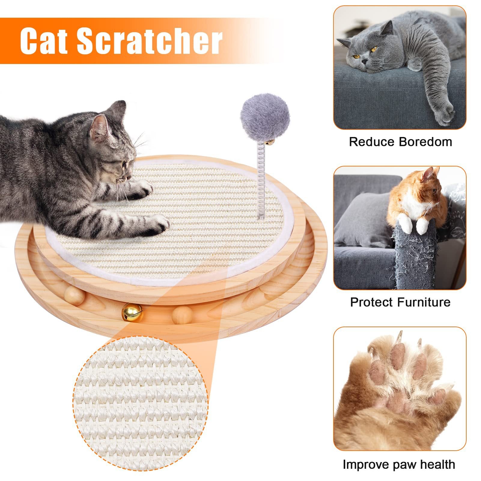 Wooden Interactive Cat Toy  Spinning Track & Wand Toy, Engaging Pet Toy for Cats, Fun Play and Exercise