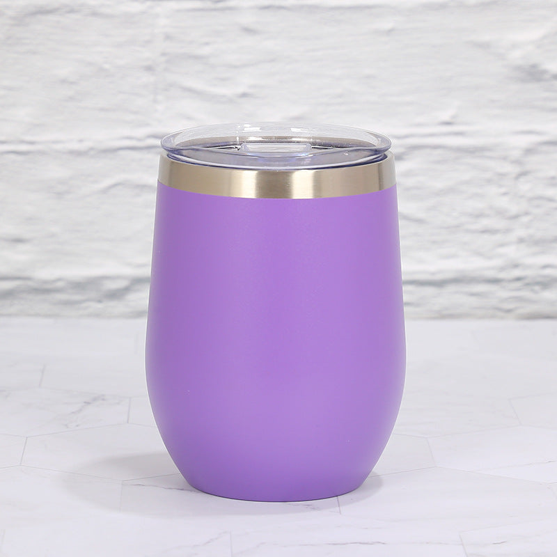 Purple 12oz Double-Wall Vacuum 304 Eggshell Cup - Mini Portable Insulated U-Shaped Cup, Creative Small Beer Mug