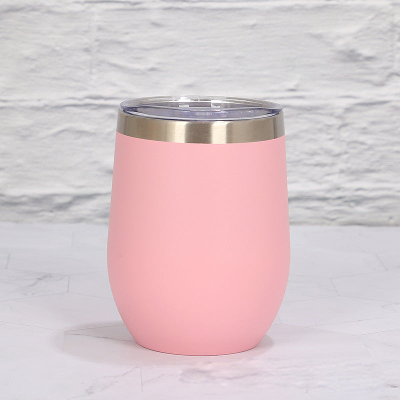 Pink 12oz Double-Wall Vacuum 304 Eggshell Cup - Mini Portable Insulated U-Shaped Cup, Creative Small Beer Mug