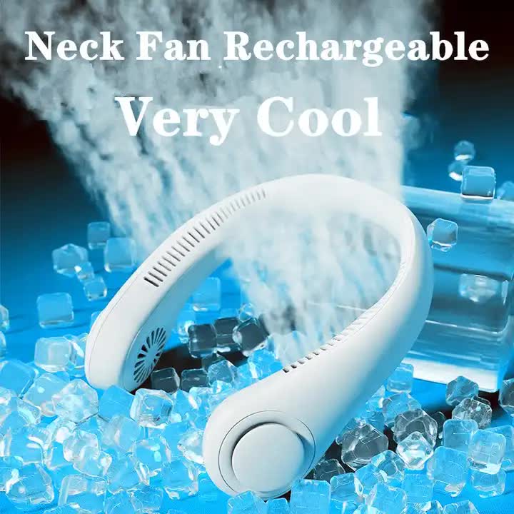 Pink Portable Neck Hanging USB Fan â€“ Mini Hands-Free Wearable Fan, USB Rechargeable, No-Blade Design for Cooling