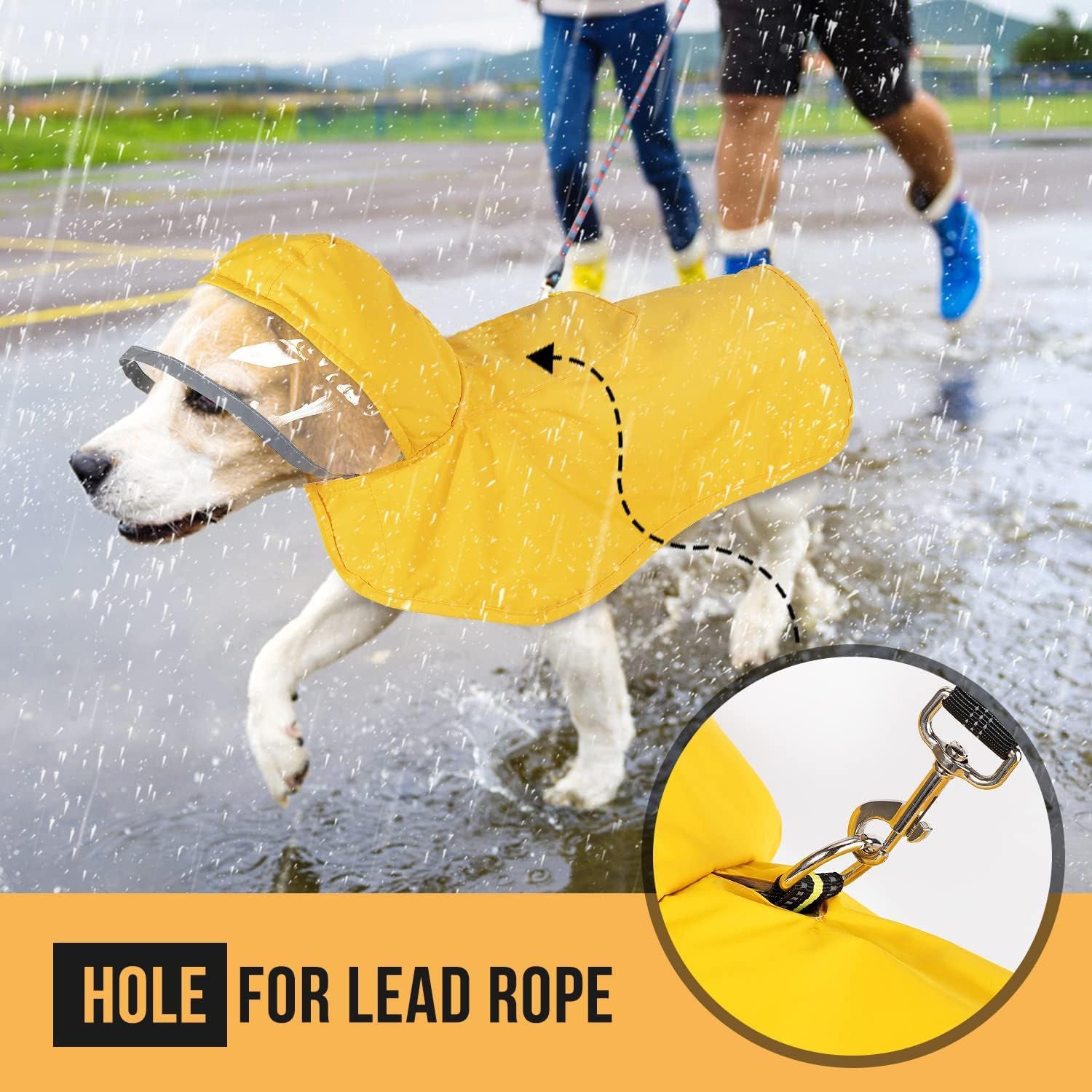 XS Yellow Reflective Adjustable Pet Raincoat with Hood â€“ Waterproof Dog Jacket, Adjustable Dog Poncho for Outdoor Protection