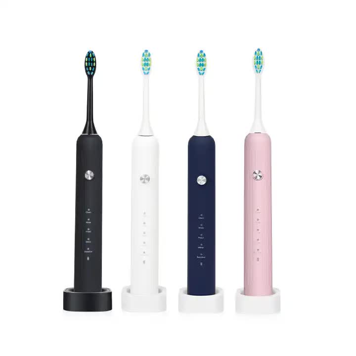 White Electric Sonic Toothbrush - Rechargeable Adult Model with Sonic Vibration Technology for Deep Clean and Oral Care