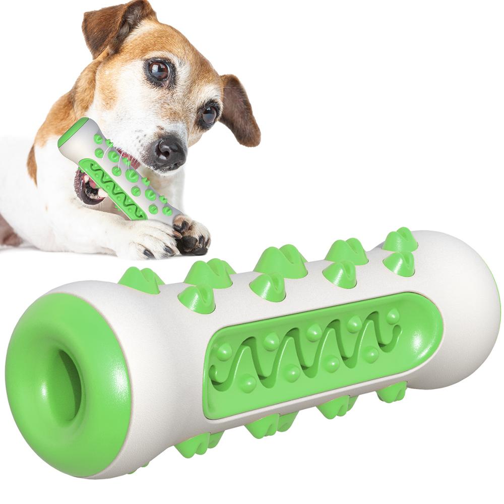 Green Dog Squeaky Toys For Aggressive Chewers, Tough Toothbrush Dog Chew Toy, Nearly Indestructible Rubber Toys For Pet Training, Teeth Cleaning, Playing And Chewing For Medium & Large Breeds