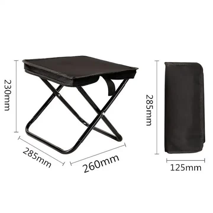 Black Outdoor Folding Stool with Carrying Handle - Portable Camping Seat, Fishing Chair, Collapsible Zipper Stool for Outdoors, Queueing, and More