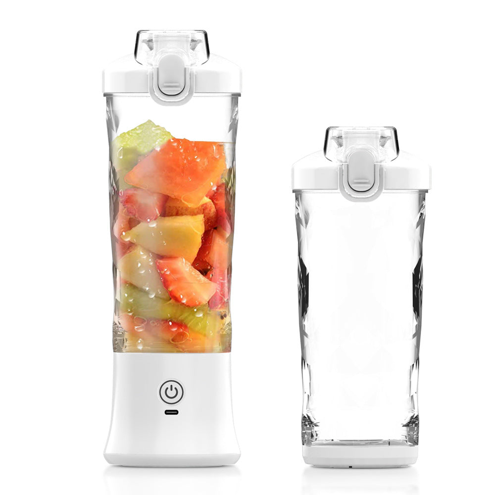 White 600ml Large Capacity Juicer Cup - Rechargeable Portable Multifunctional Ice Crushing & Fruit Blender