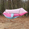 Pink Outdoor Camping Hammock with Mosquito Net, Anti-Tip Nylon Fabric, Single/Double Person Quick-Setup Hammock