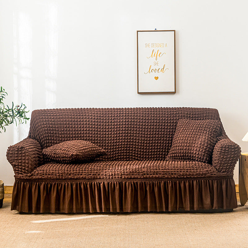 Elastic sofa cover coffee color (235-300cm)