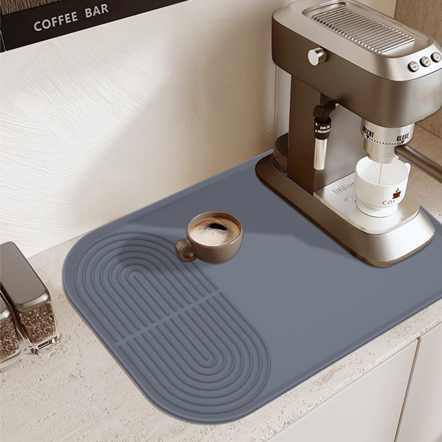 Black Silicone Coffee Machine Mat  Waterproof, Anti-Slip, and Durable Countertop Protector