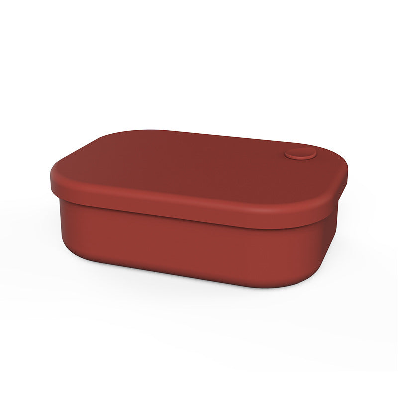 Dark Red Food-Grade Silicone Lunch Box - Microwave Safe Bento Box with Dividers & Airtight Seal