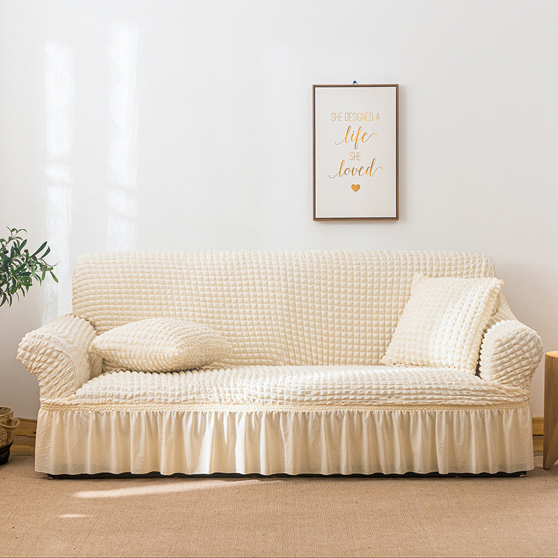 Elastic sofa cover wax white (190-230cm)