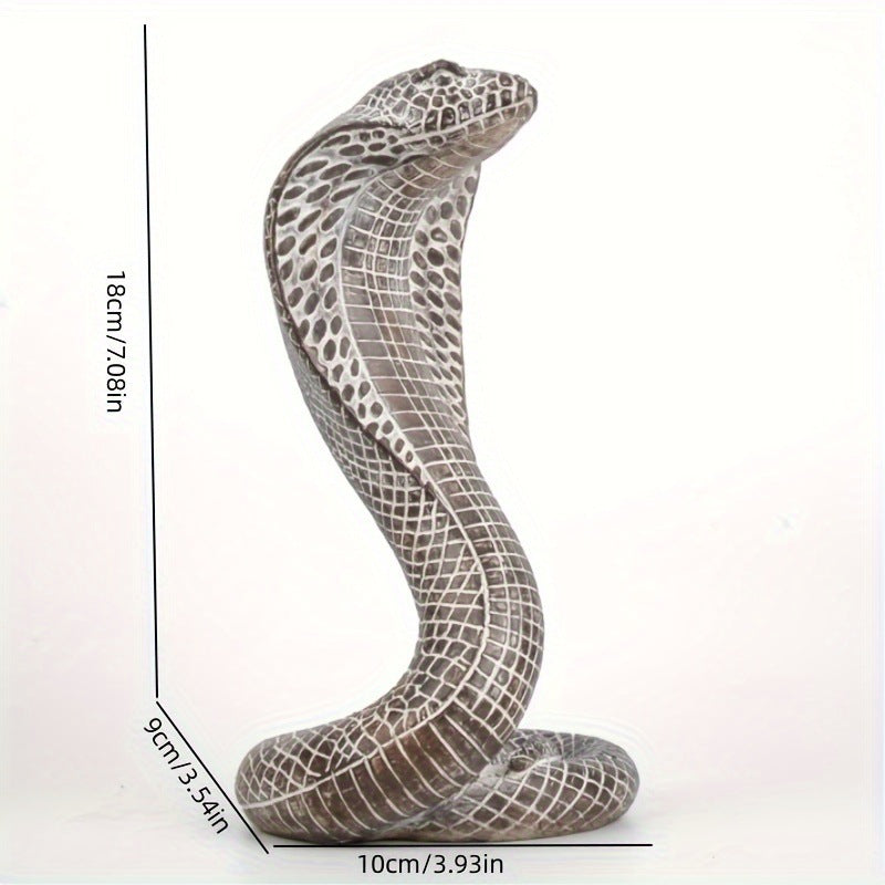 Grey Decorative Resin Cobra Statue - Unique Animal Figurine for Home Decor & Creative Gifts