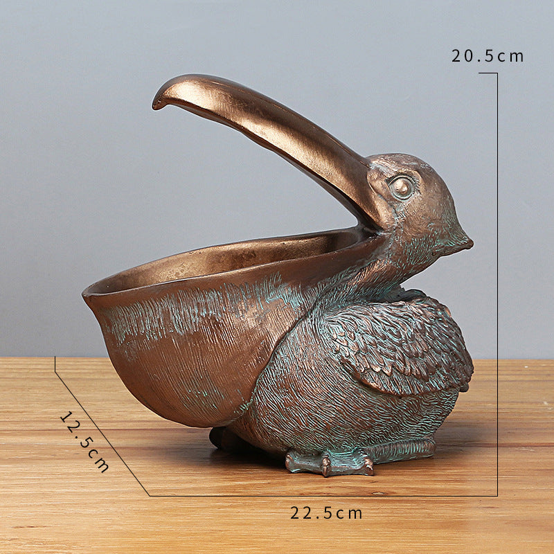 Brown Pelican Resin Decor Bowl â€“ Unique Key, Candy, and Storage Organizer for Home Decoration