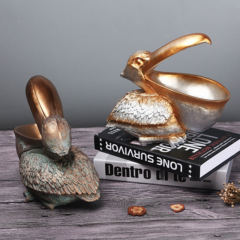 Brown Pelican Resin Decor Bowl â€“ Unique Key, Candy, and Storage Organizer for Home Decoration