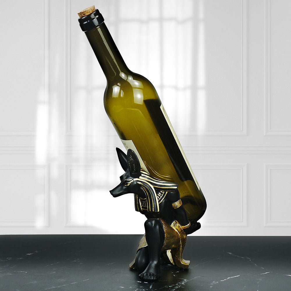 Egyptian Anubis Dog Wine Rack â€“ Unique Resin Wine Holder for Home Decor