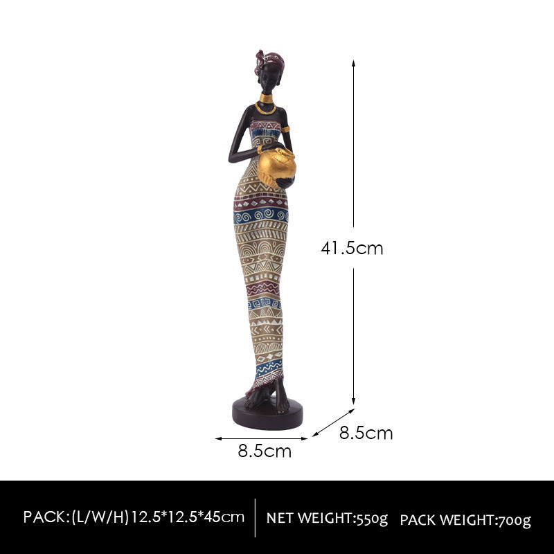 Multicolor Exotic African Woman Figurine - Elegant Resin Sculptures for Home Decor