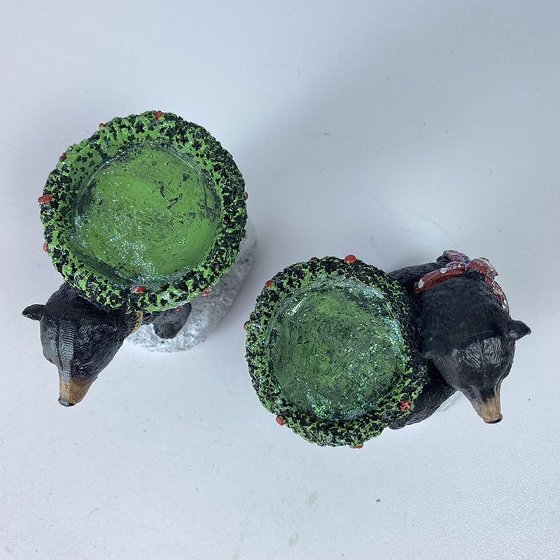 Bear With Candlestick In Hand Candle Holder  Unique Aromatherapy Table Decor