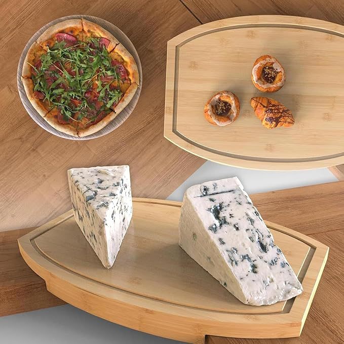 Corner Bamboo Cutting Board with Juice Groove  Space-Saving Kitchen Countertop Board