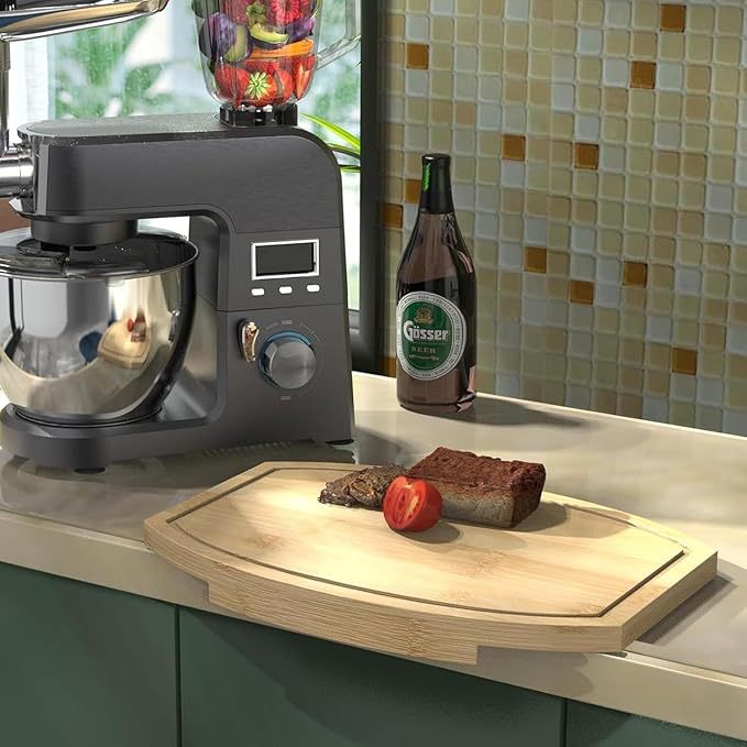 Corner Bamboo Cutting Board with Juice Groove  Space-Saving Kitchen Countertop Board