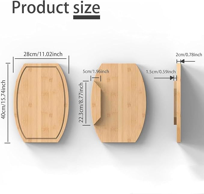 Corner Bamboo Cutting Board with Juice Groove  Space-Saving Kitchen Countertop Board