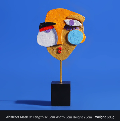 Modern Abstract Face Sculpture - Colorful Resin Art Statue for Home & Office Decor
