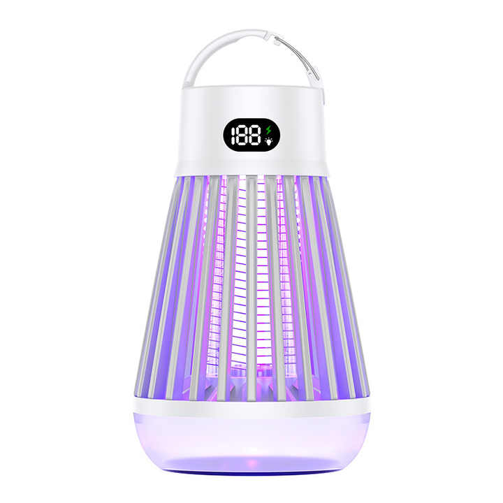 White 360Â° Electric Mosquito Killer Lamp - UV Light Insect Zapper with Digital Display for Indoor and Outdoor Use