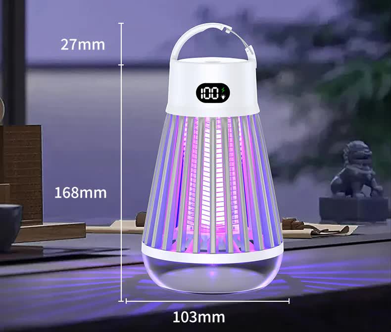 White 360Â° Electric Mosquito Killer Lamp - UV Light Insect Zapper with Digital Display for Indoor and Outdoor Use