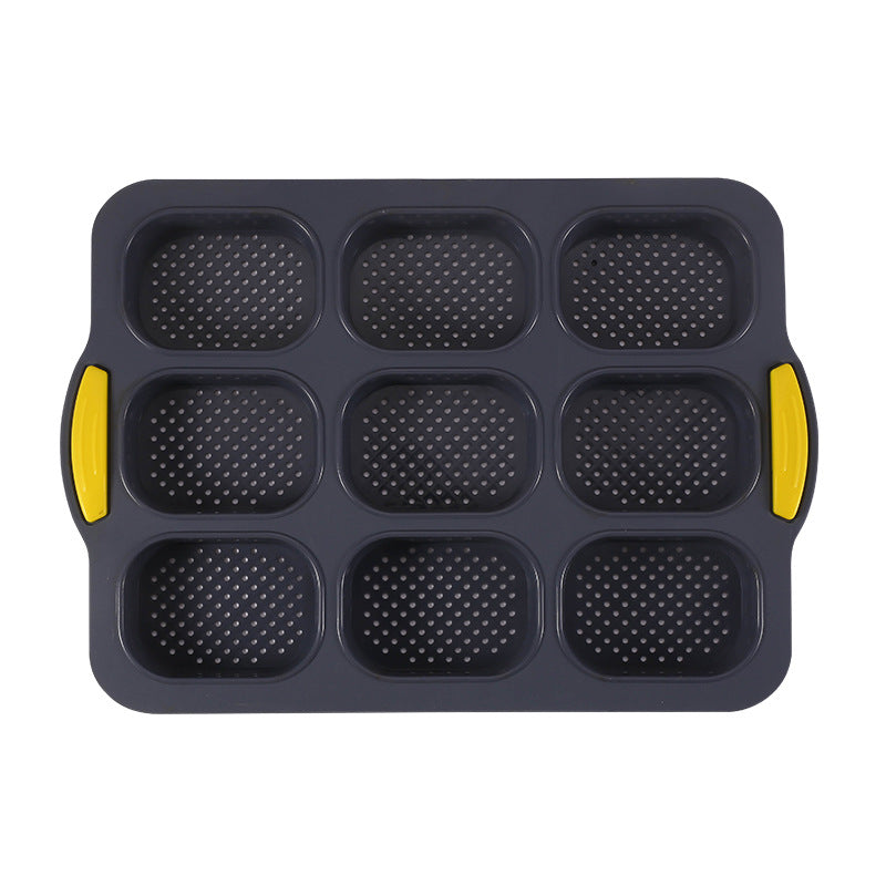 Black Silicone Mini Bread Loaf Baking Mold - Non-Stick 8-Cavity Bakeware Pan with Handles for Baking Cakes and Bread