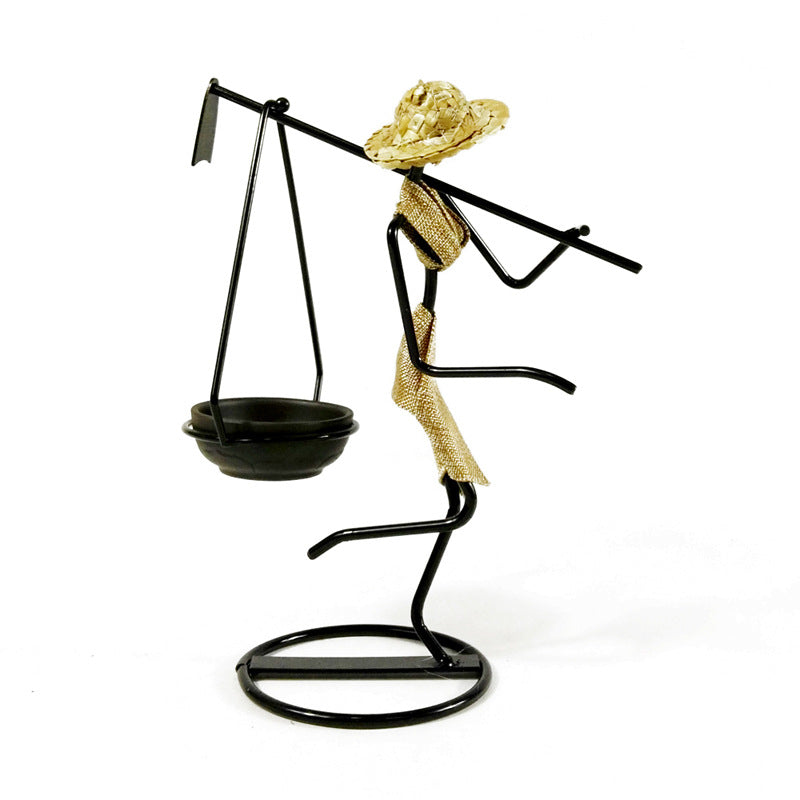 Long Golden Dress Modern Iron Art Candle Holder - Stylish Decorative Candle Stand for Living Room, Dining Room, and Study