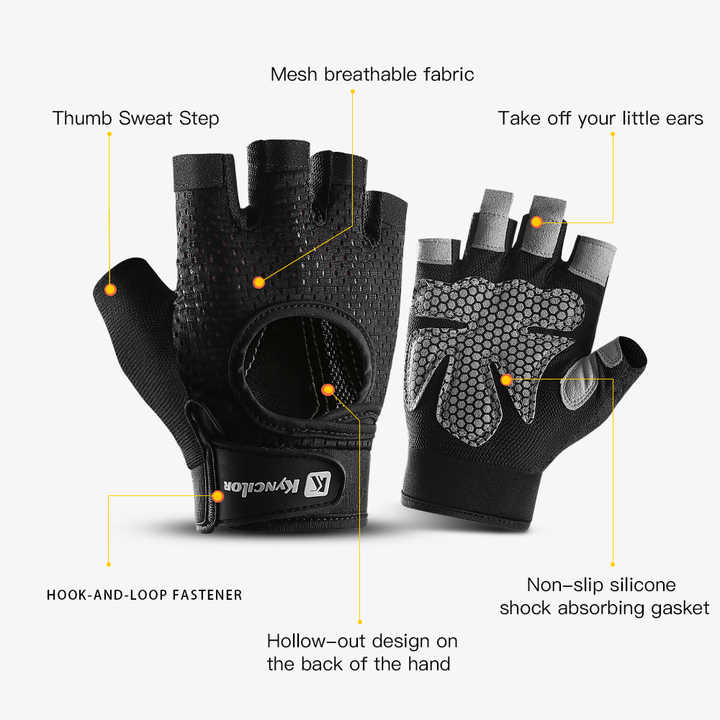 S Black Fingerless Sports Gloves â€“ Non-Slip Silicone Palm Pads for Cycling, Weightlifting, and Fitness Training