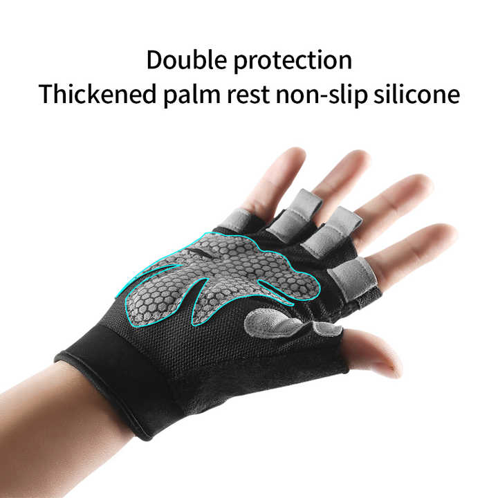 S Black Fingerless Sports Gloves â€“ Non-Slip Silicone Palm Pads for Cycling, Weightlifting, and Fitness Training