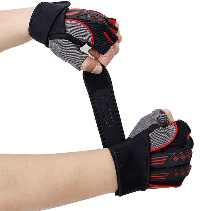 M White Fingerless Workout Gloves with Wrist Support â€“ Non-Slip, Breathable Gym Gloves for Weightlifting and Cycling