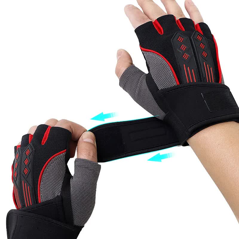 L White Fingerless Workout Gloves with Wrist Support - Non-Slip, Breathable Gym Gloves for Weightlifting and Cycling