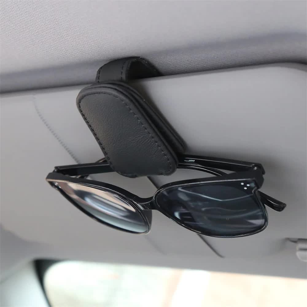 2pcs Black Car Sun Visor Glasses Holder - Universal Sunglasses Clip for Secure Storage