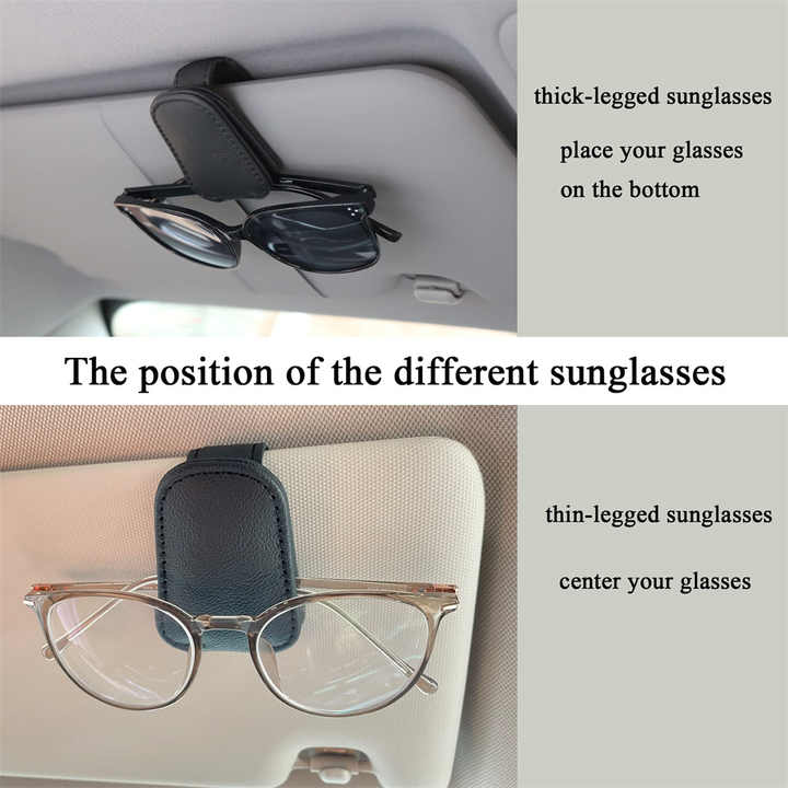 2pcs Beige Car Sun Visor Glasses Holder - Universal Sunglasses Clip for Secure Storage