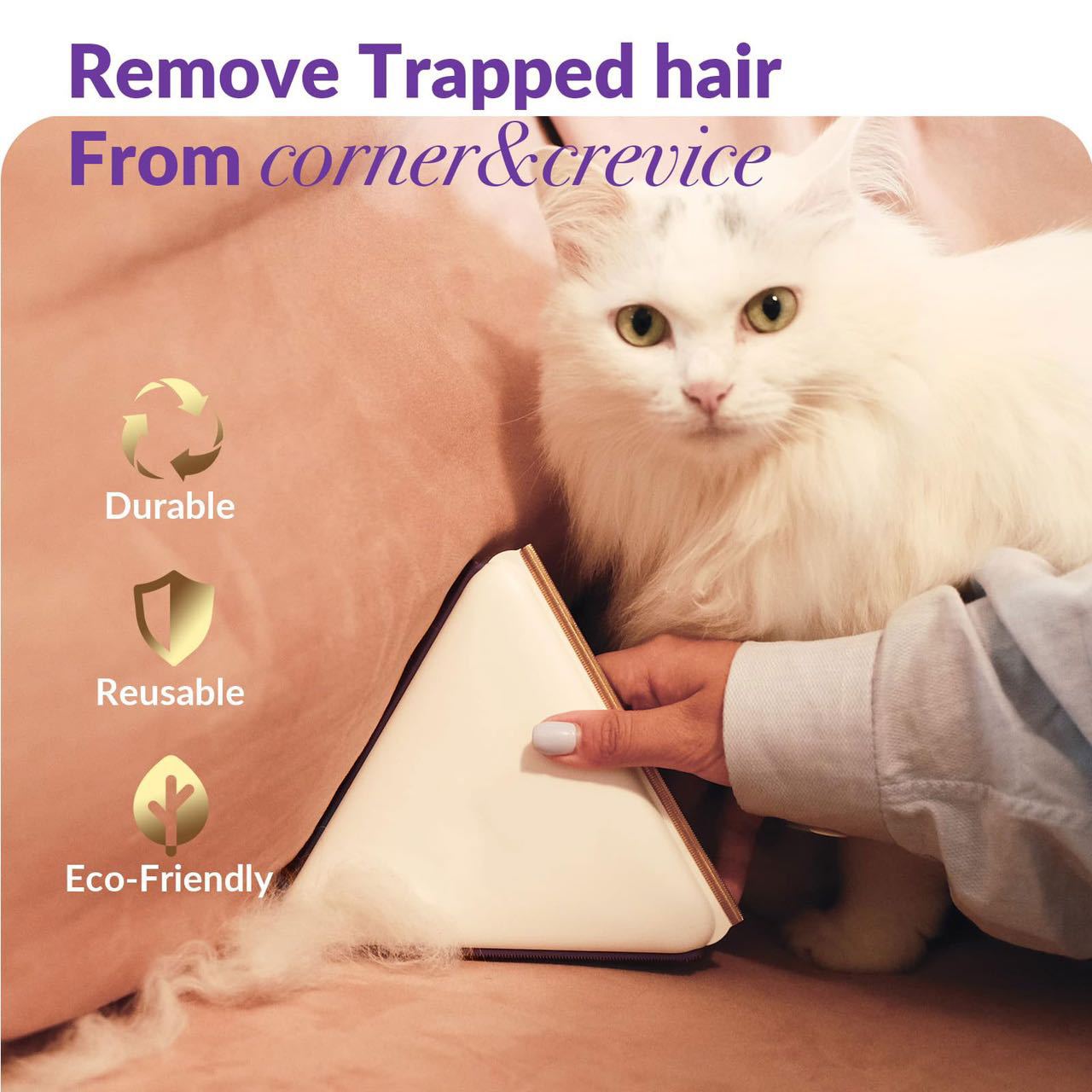 Eco-Friendly Triangle Hair Remover Tool for Pet Hair and Dust â€“ Durable and Reusable